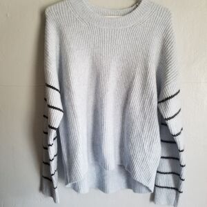 American Eagle Blue Ribbed Hi Lo Sweater Medium Soft Fuzzy Long Sleeve